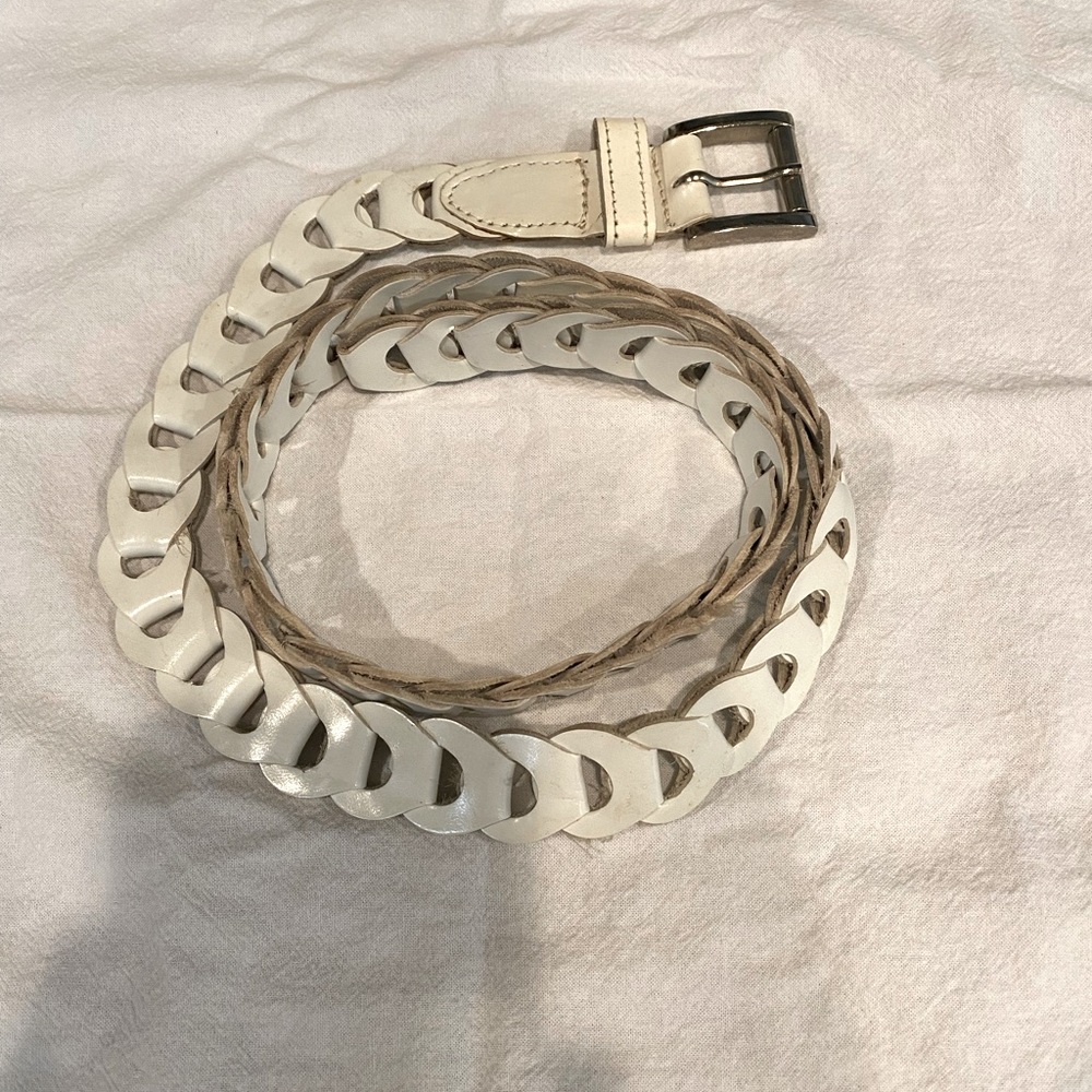 White Braided Leather Women’s Belt